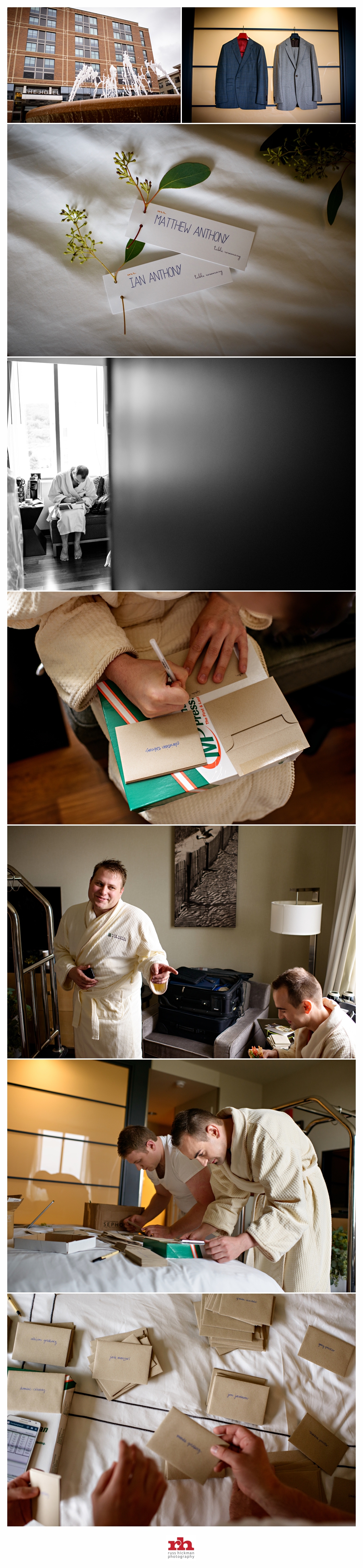 A Gay Wedding Couple get ready for the big day at The Hotel in Baltimore.